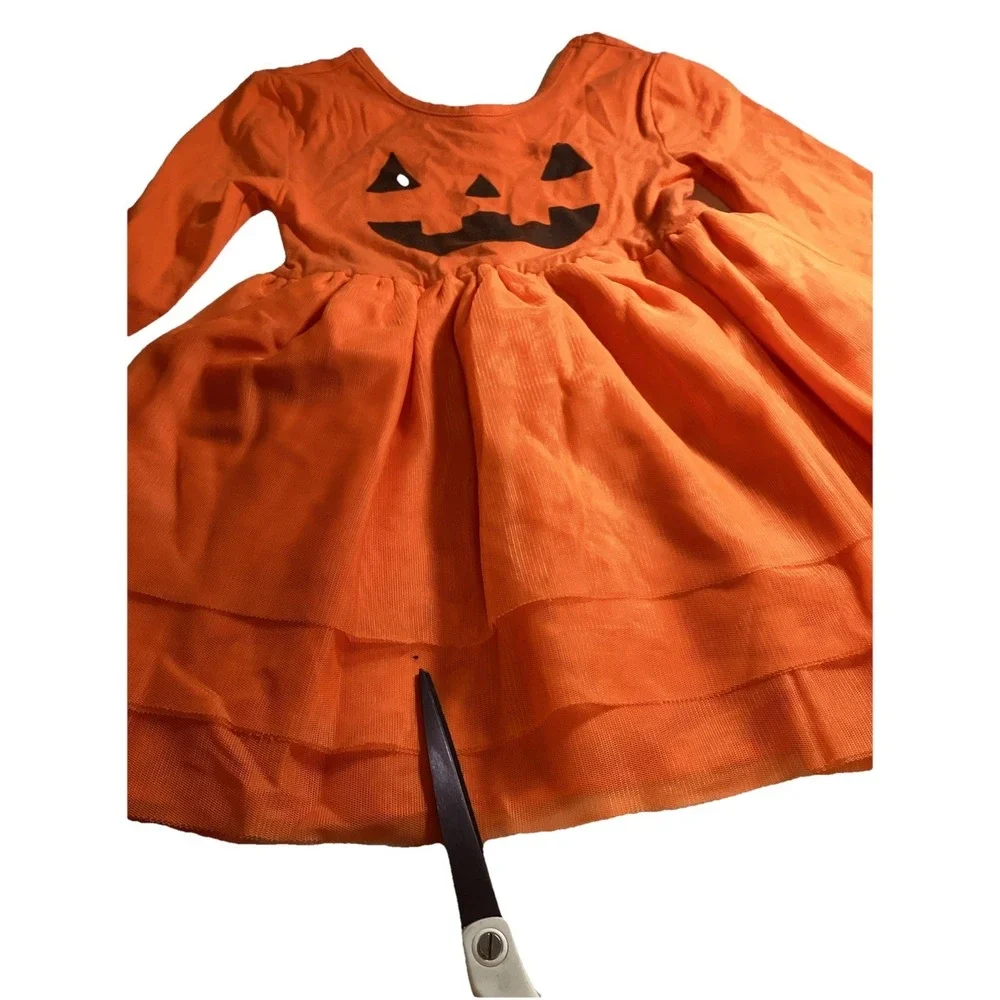 Halloween Girls Pumpkin Dress Orange Tutu Jack-o'-lantern 4t Old Navy